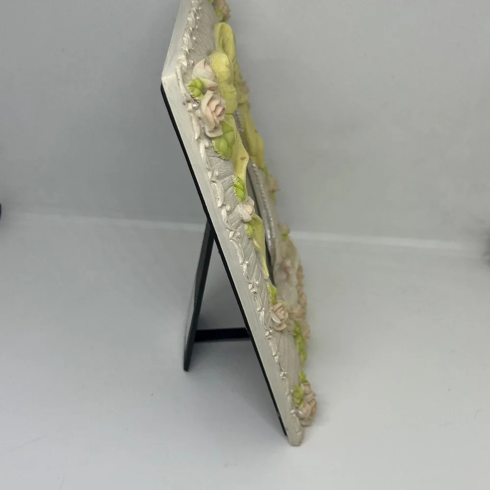 Floral Yellow Bow and Doves Picture Frame